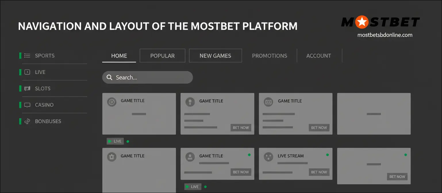 Navigation and Layout of the Mostbet Platform